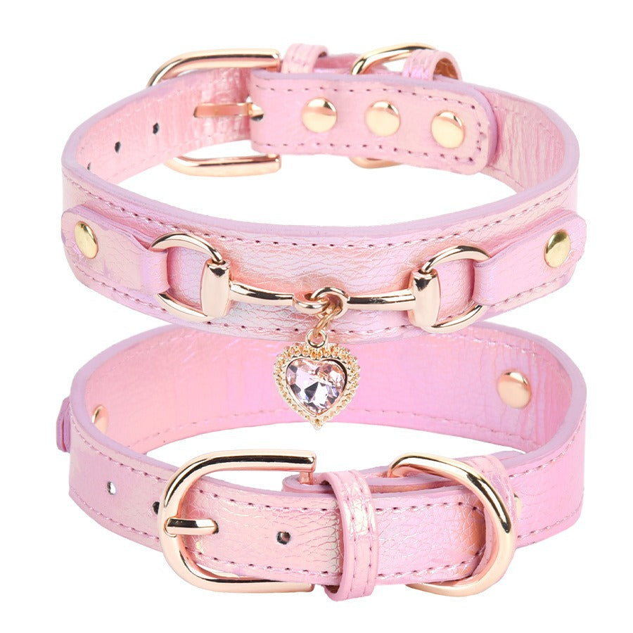 Heart Crystal Shimmer Dog Collar