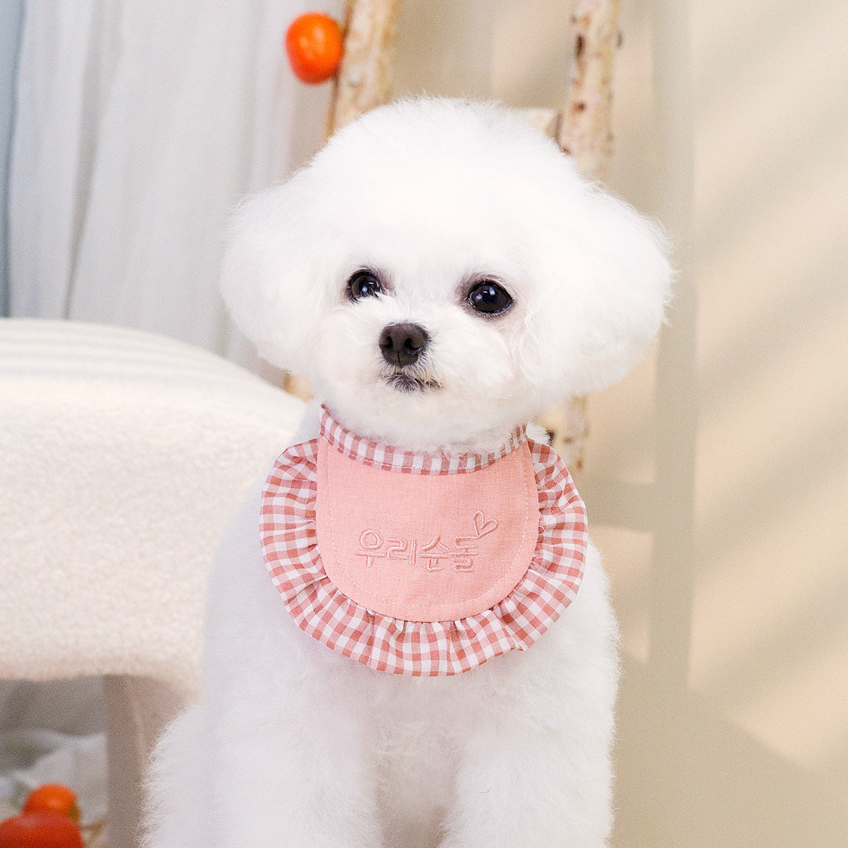 Gingham Checkered Bib Bandana for Dogs – Pink