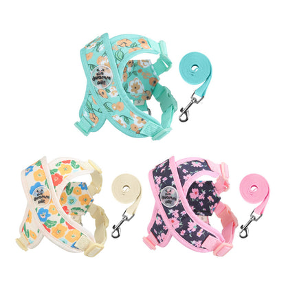Floral Mesh Dog Harness Set