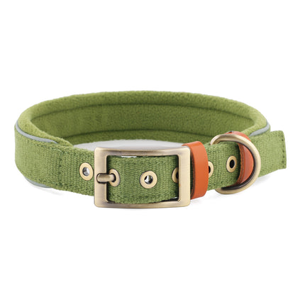 Linen Fleece Padded Dog Collar for Dogs – Beige