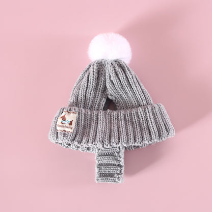 Knitted Pom Pom Hat for Dogs – Red