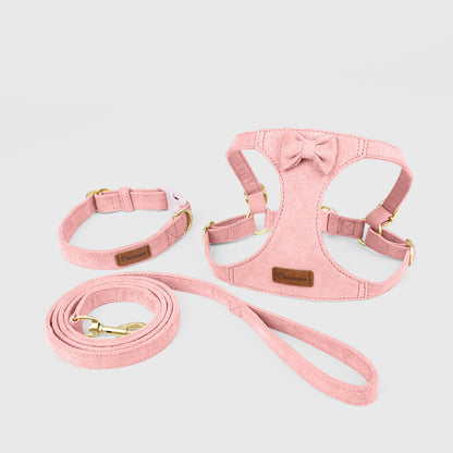 Soft Faux Suede Harness, Leash & Collar Set