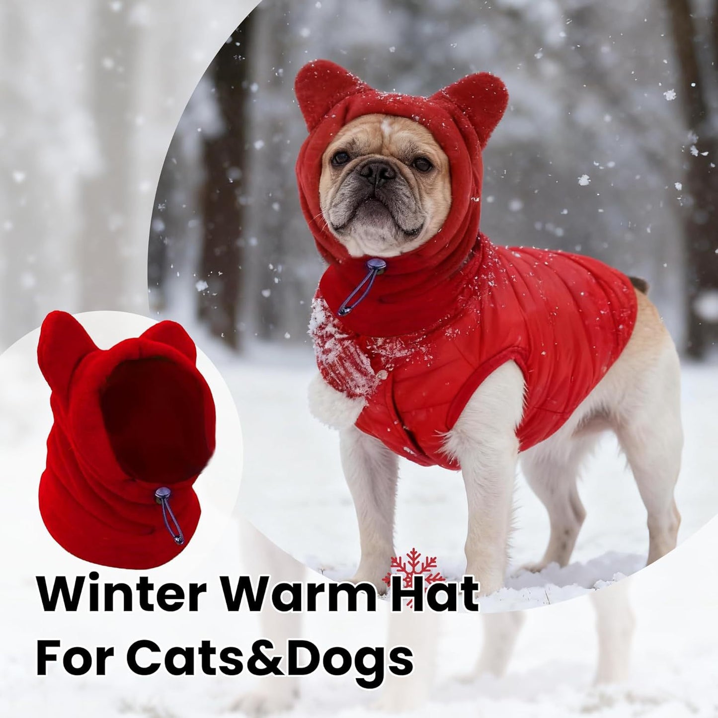 Winter Warm Fleece Dog Hat – Red