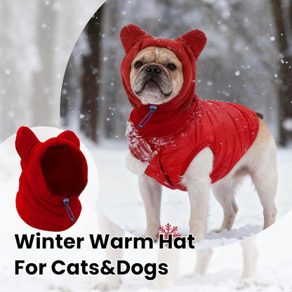 Winter Warm Fleece Dog Hat – Red