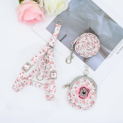 Floral Harness Set for Dogs – Pink