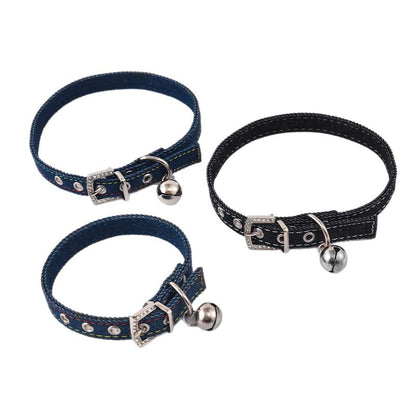 Rhinestone Denim Dog Collar