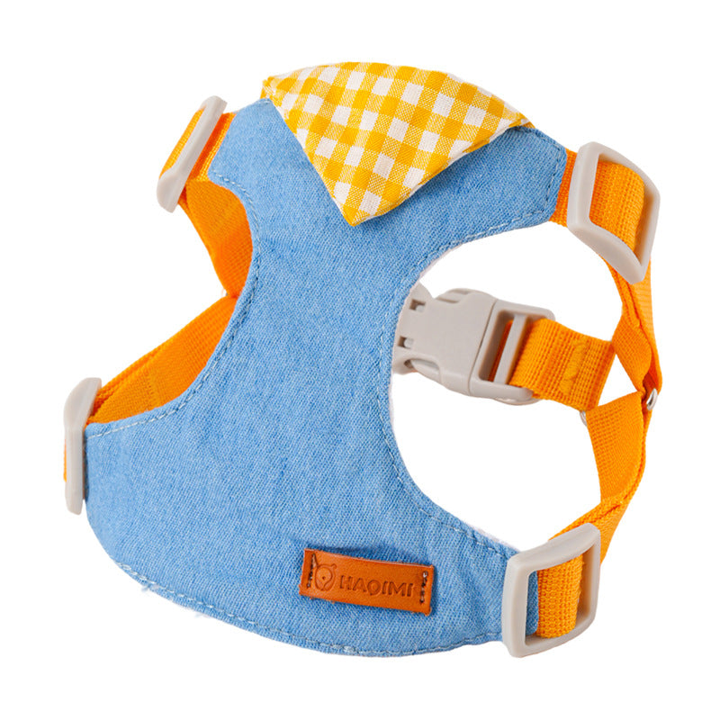 Denim & Gingham Harness & Leash Set
