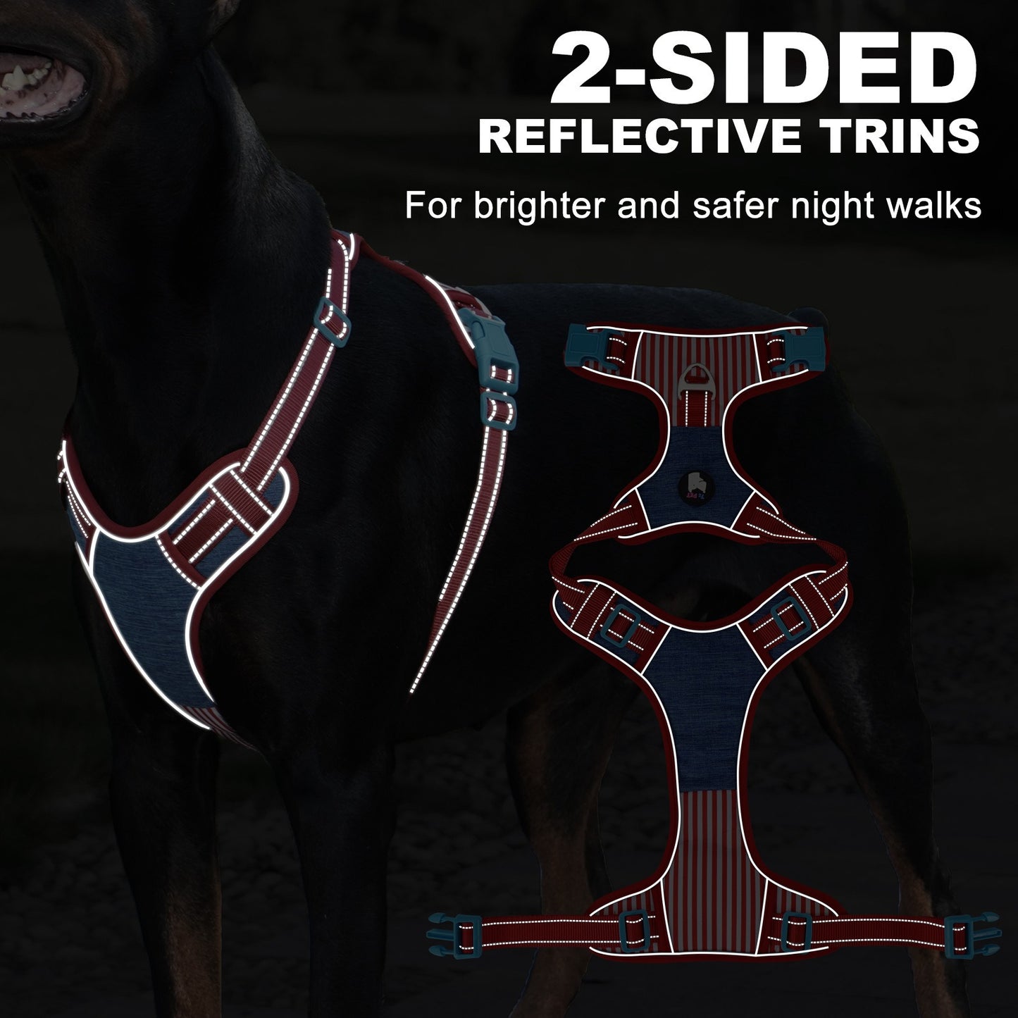 Striped Contrast Vest Dog Harness for Dogs – Pink