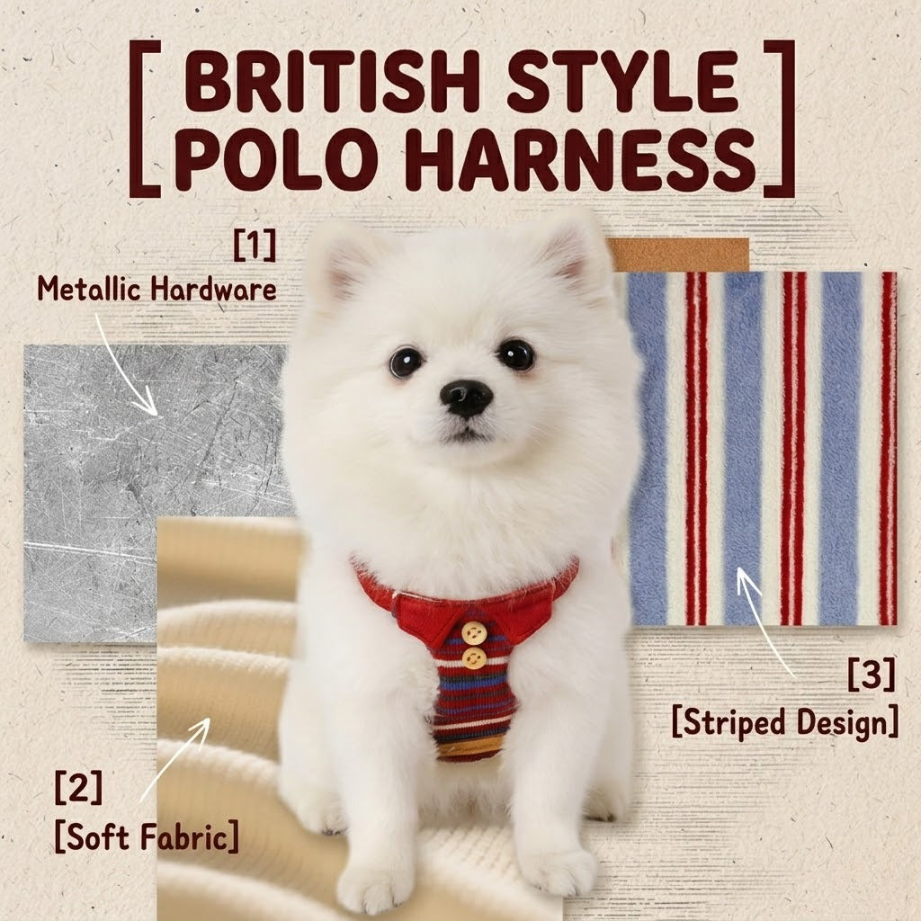 British Striped Harness & Leash Set – Burgundy