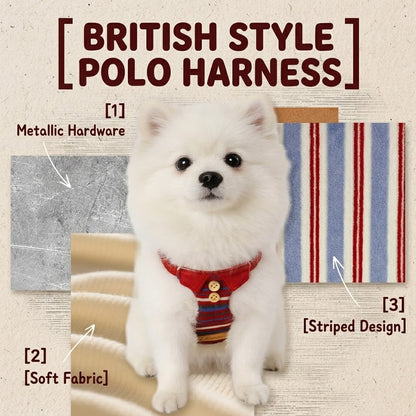 British Striped Harness & Leash Set – Burgundy