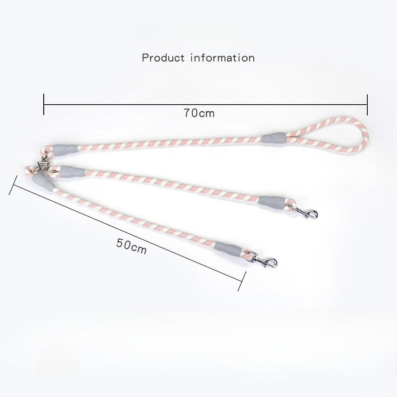 Reflective Braided Double Dog Leash for Dogs – Blue