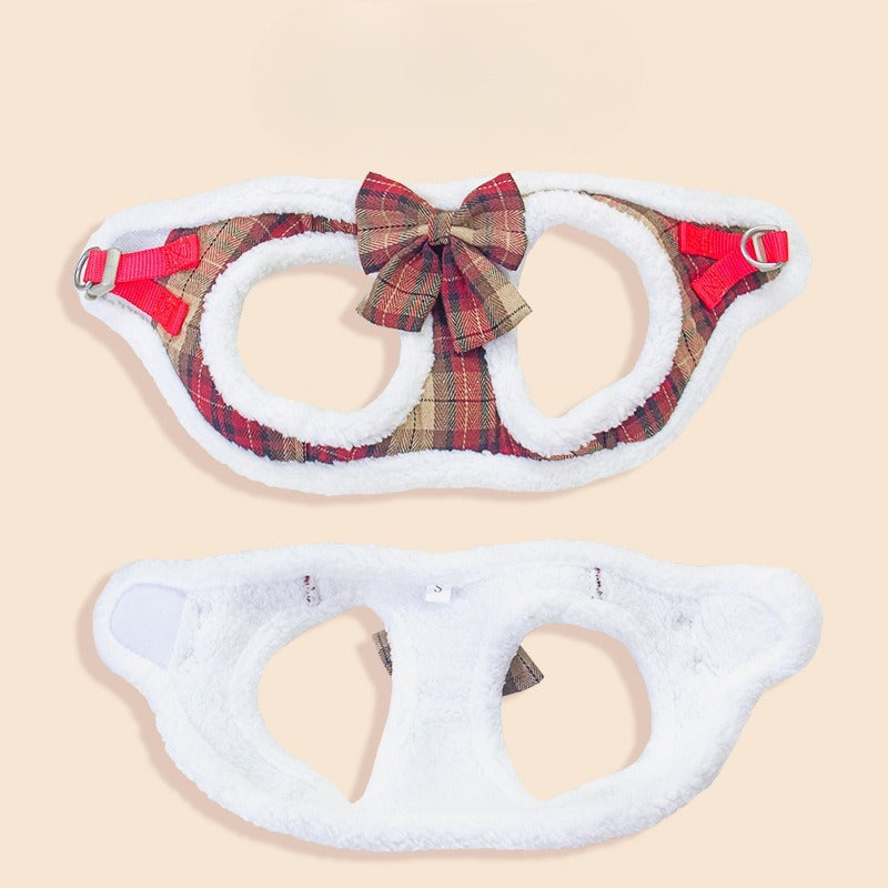 Plaid Bow Tie Dog Accessory Set for Dogs – Red