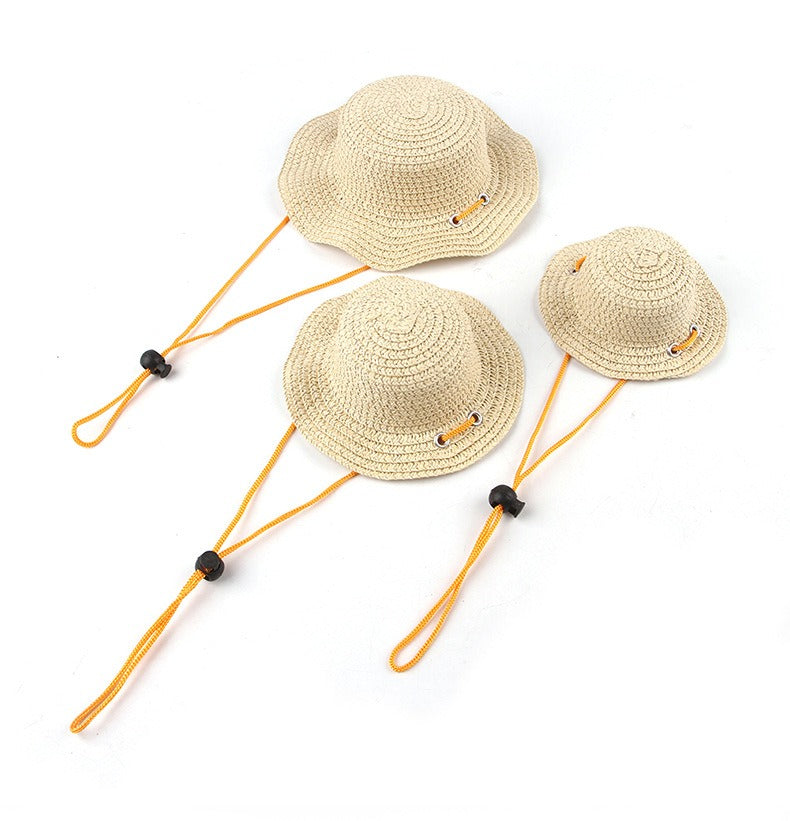 Woven Daisy Straw Dog Hat