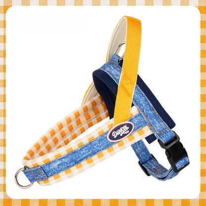 Denim Plaid Harness & Leash Set