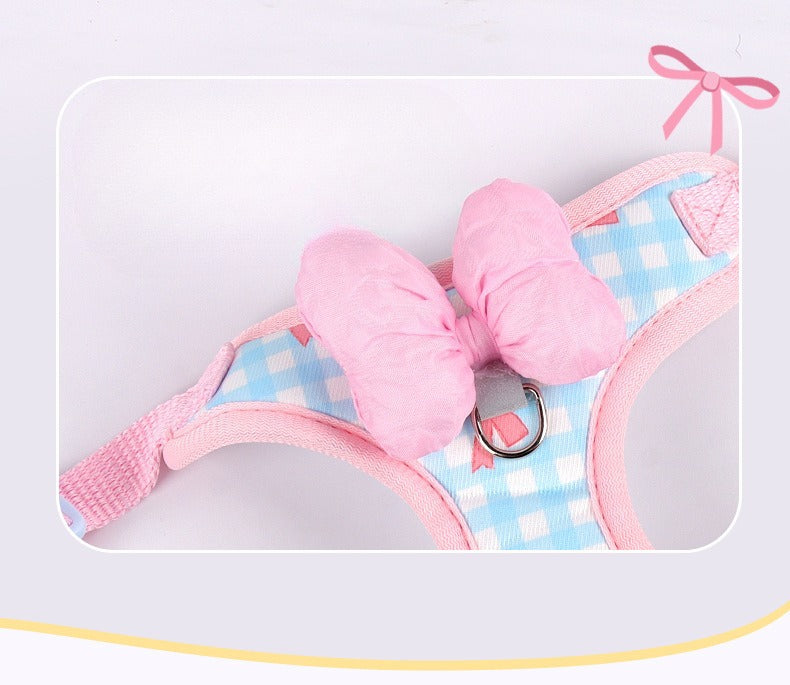 Plaid Bow Harness & Leash Set