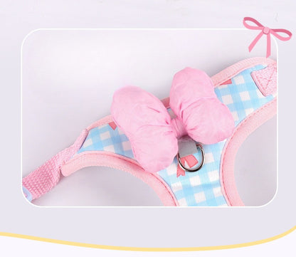 Plaid Bow Harness & Leash Set