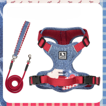 Reflective Patchwork Harness & Leash Set