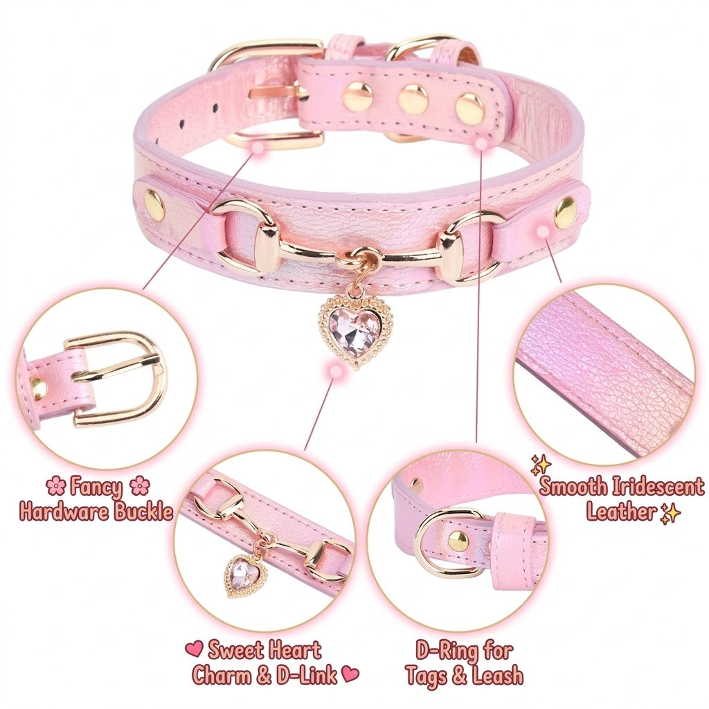 Heart Crystal Shimmer Dog Collar