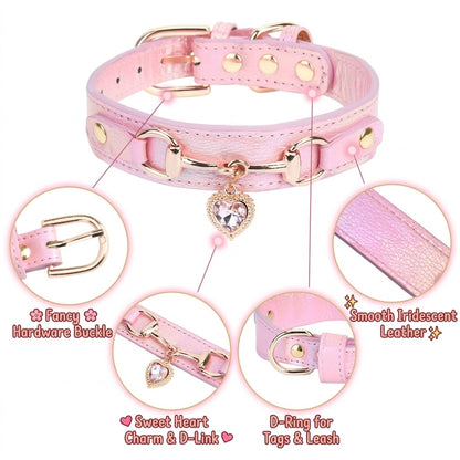 Heart Crystal Shimmer Dog Collar