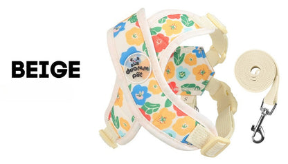 Floral Mesh Dog Harness Set