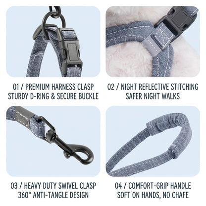 Reflective Breathable Harness & Leash Set