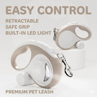Retractable LED Dog Leash – Beige
