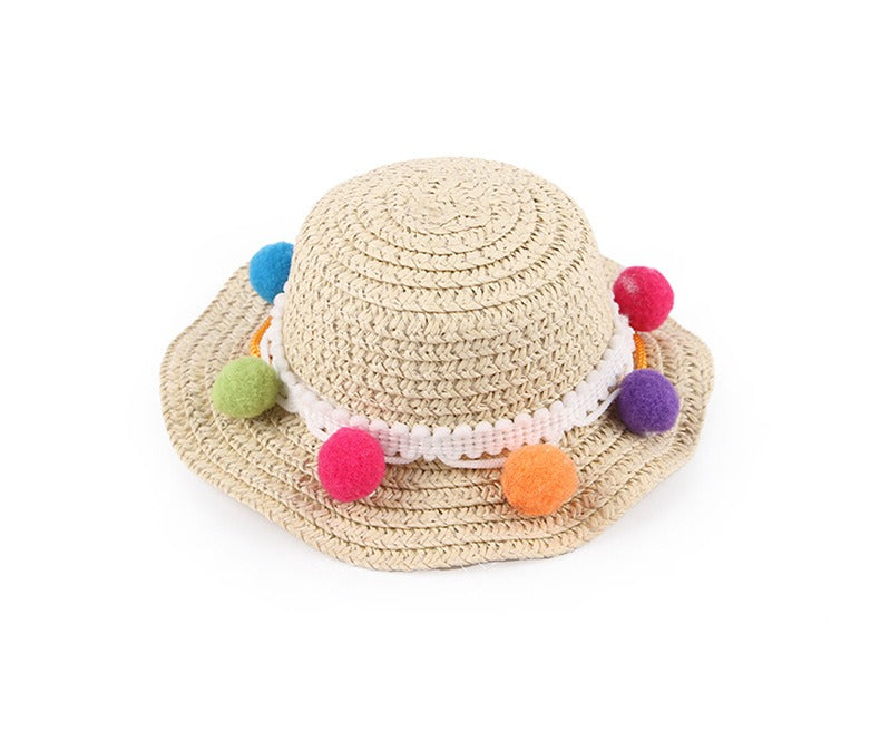 Woven Daisy Straw Dog Hat