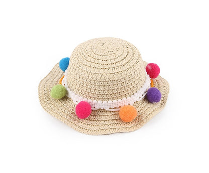 Woven Daisy Straw Dog Hat