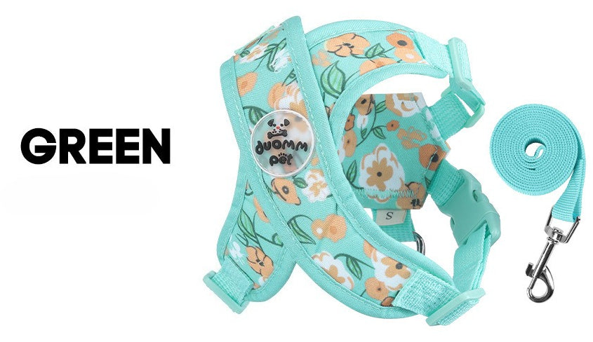 Floral Mesh Dog Harness Set