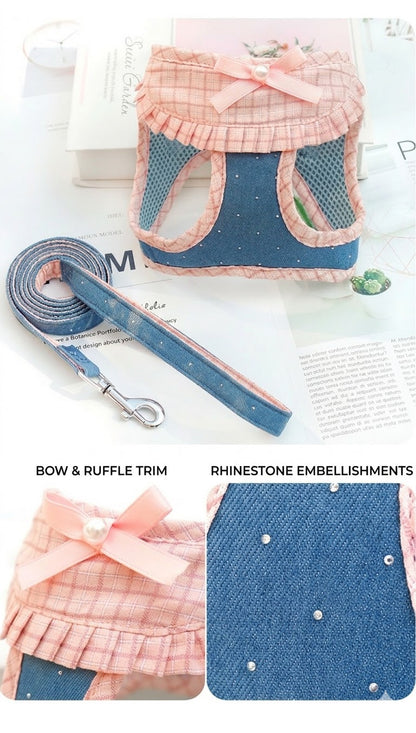 Plaid Ruffle Harness & Leash Set