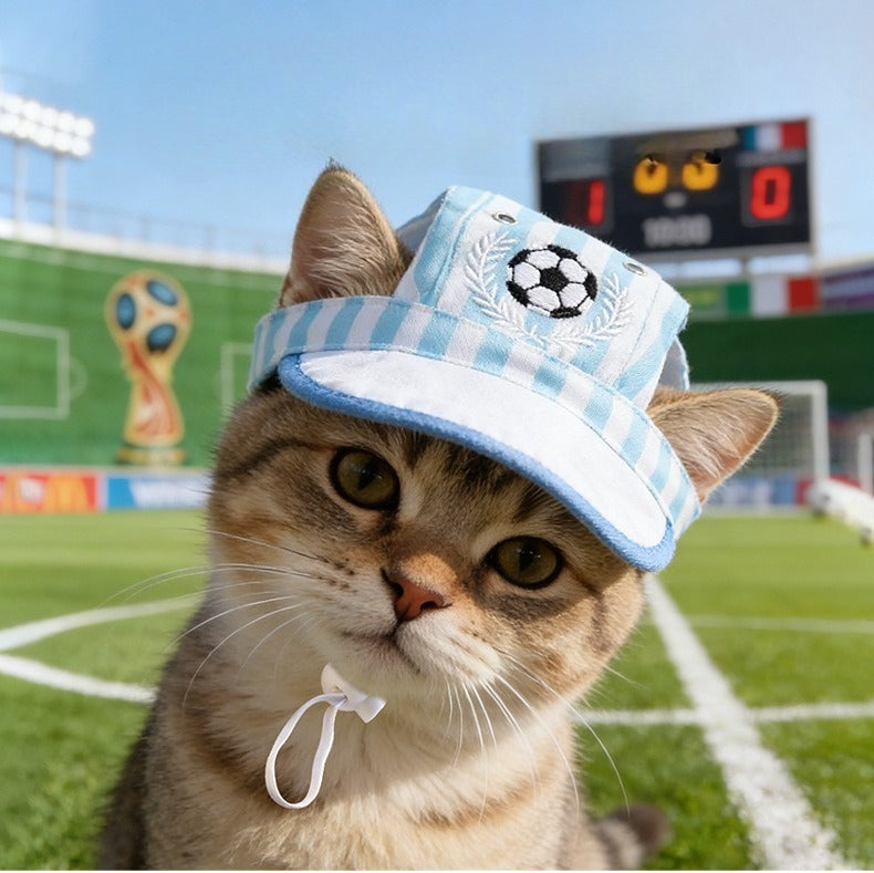 Soccer Striped Dog Baseball Cap – Blue