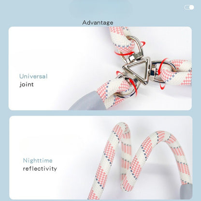 Reflective Braided Double Dog Leash for Dogs – Blue