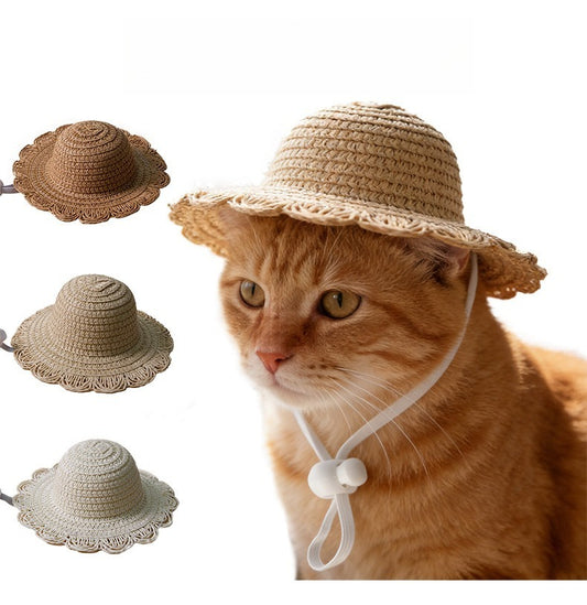 Woven Straw Dog Hat