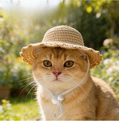 Woven Straw Dog Hat