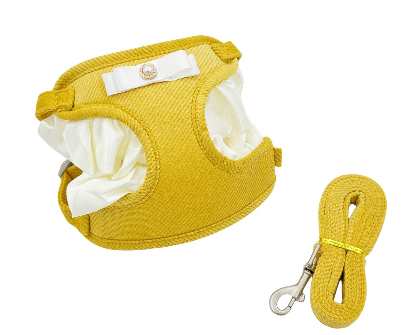 Cream French Mesh Dog Harness Set for Dogs – Pink