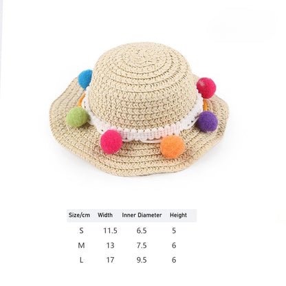Woven Daisy Straw Dog Hat