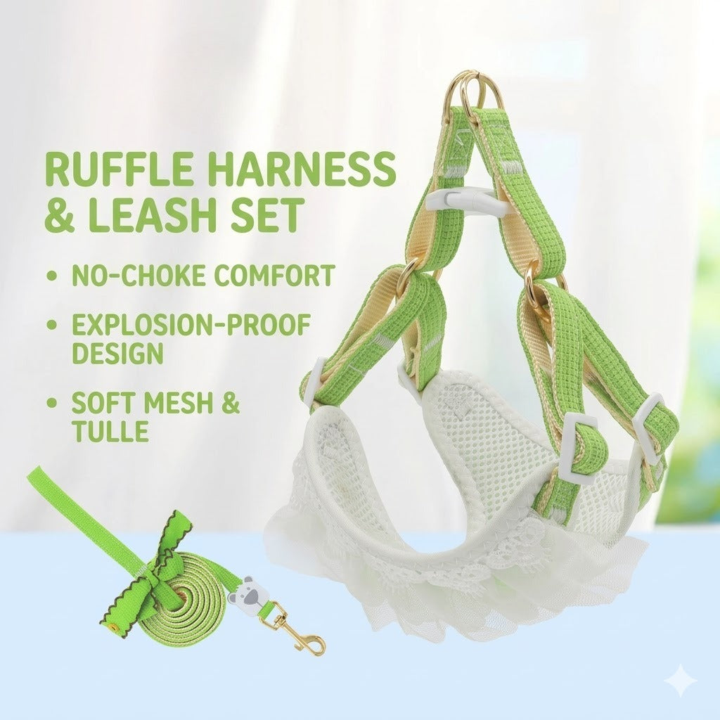Lace Trim Harness & Leash Set