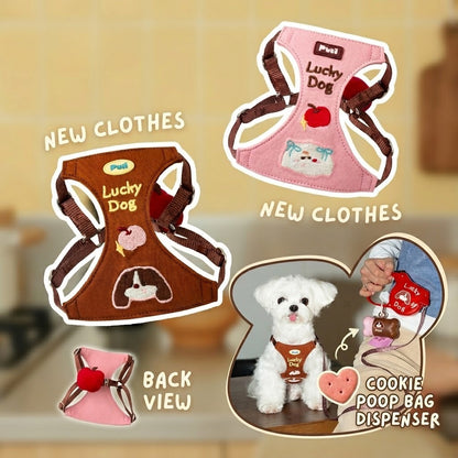Cartoon Embroidered Dog Harness