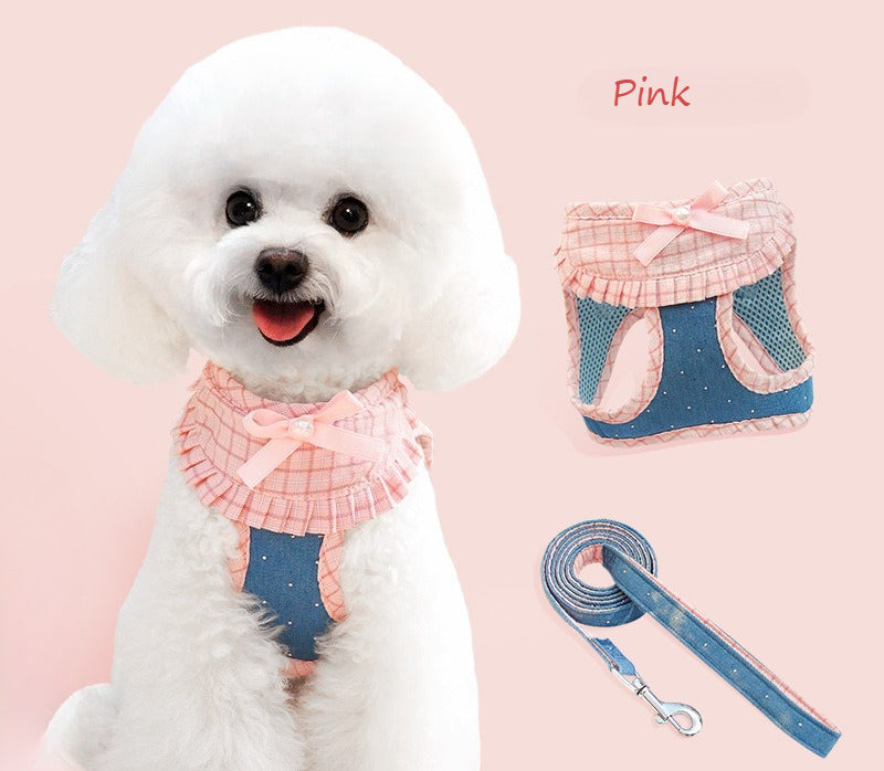 Plaid Ruffle Harness & Leash Set