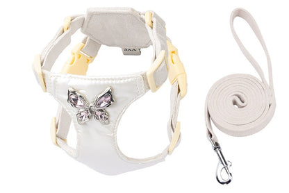 Butterfly Rhinestone Harness & Leash Set