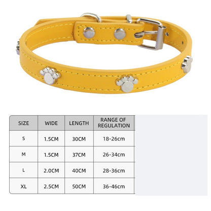 Paw Print Leather Dog Collar