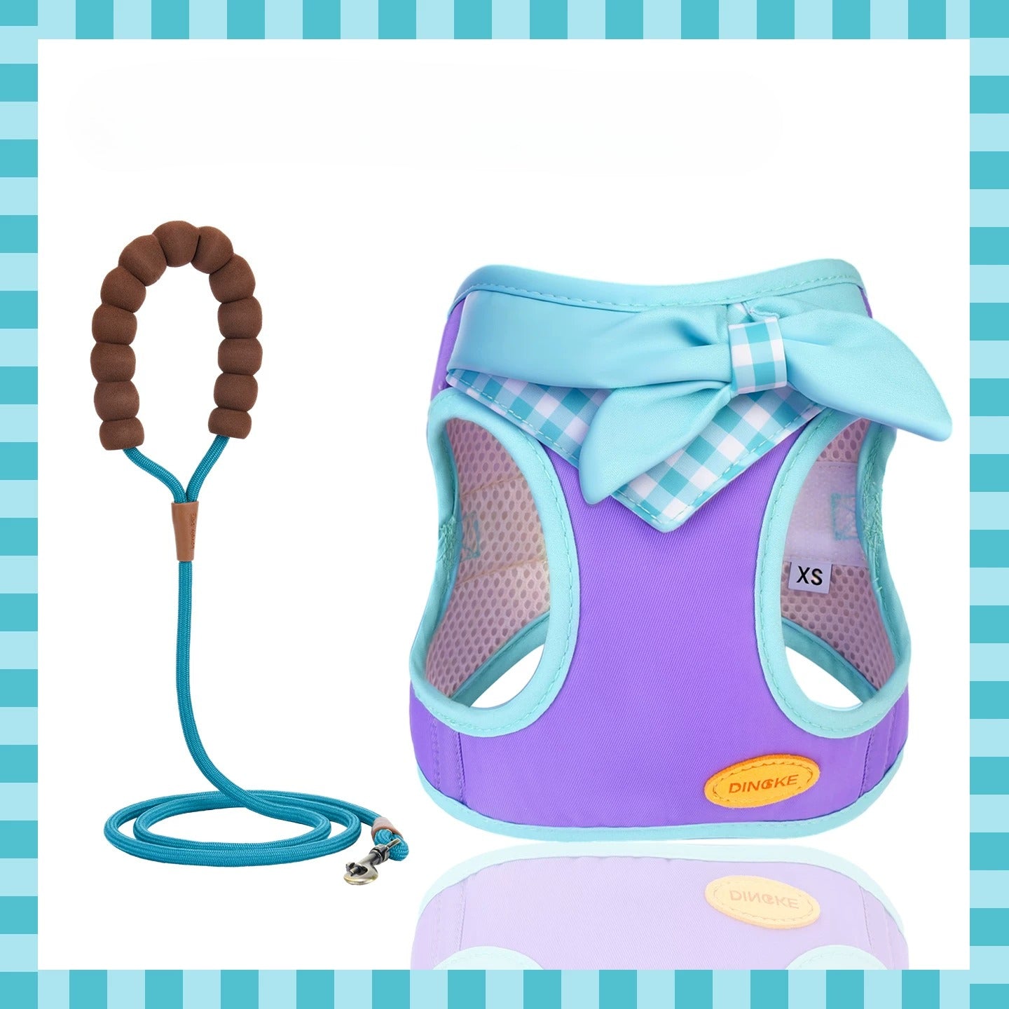 Plaid Bow Harness & Leash Set