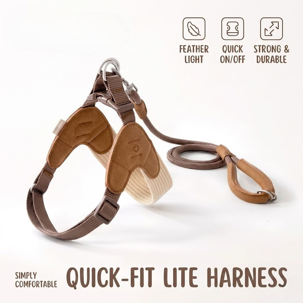Quick-Wear V-Shape Harness & Leash Set – Brown