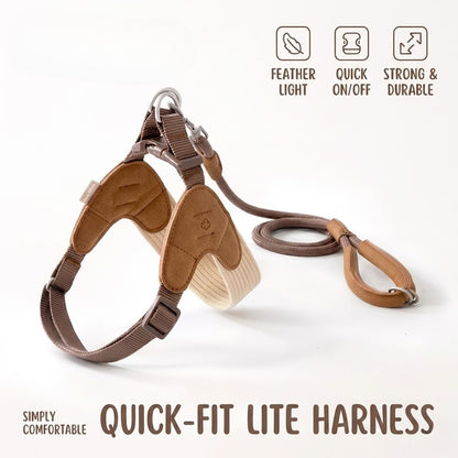 Quick-Wear V-Shape Harness & Leash Set – Brown