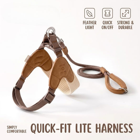 Quick-Wear V-Shape Harness & Leash Set – Brown