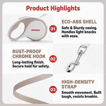 Retractable LED Dog Leash – Beige