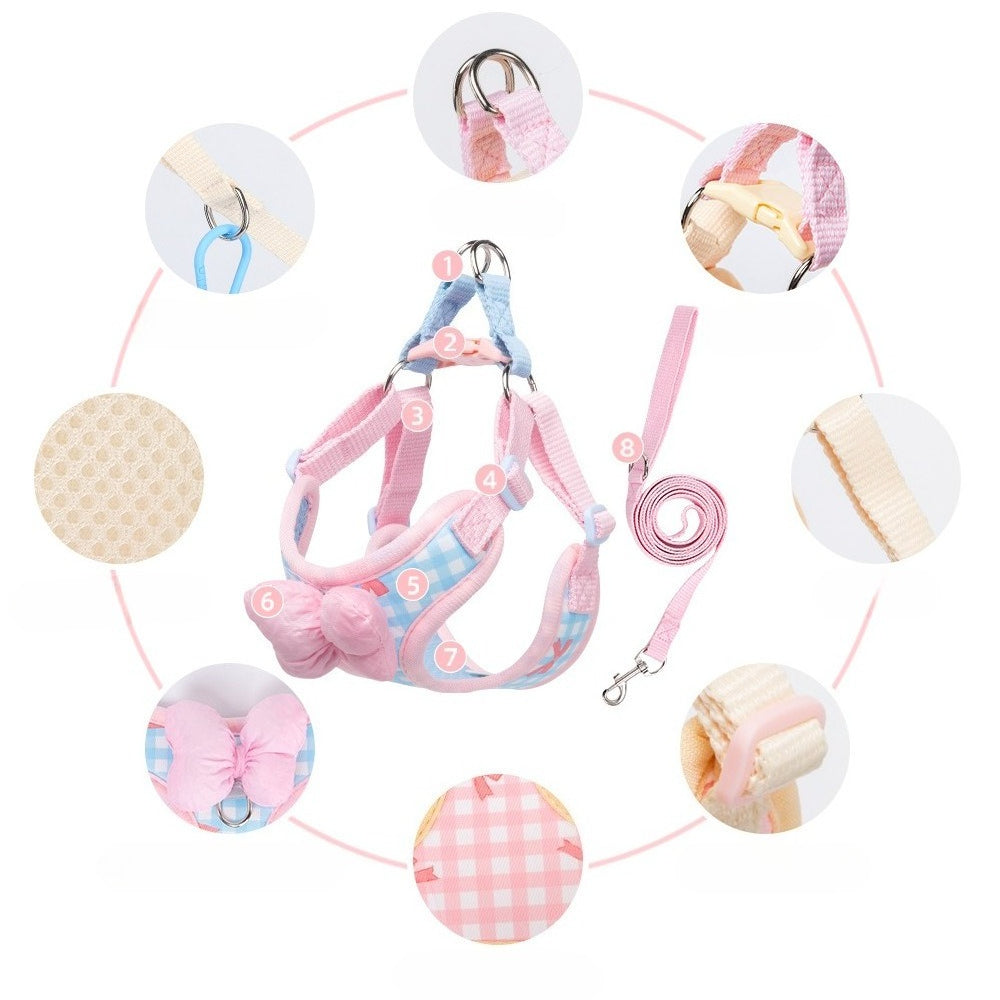 Plaid Bow Harness & Leash Set