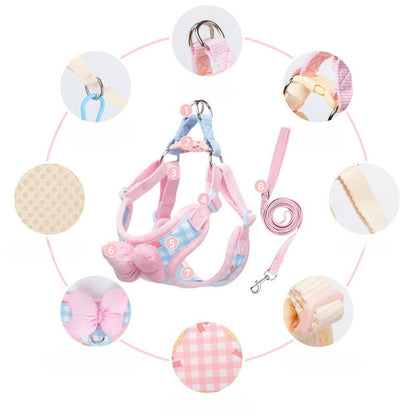 Plaid Bow Harness & Leash Set