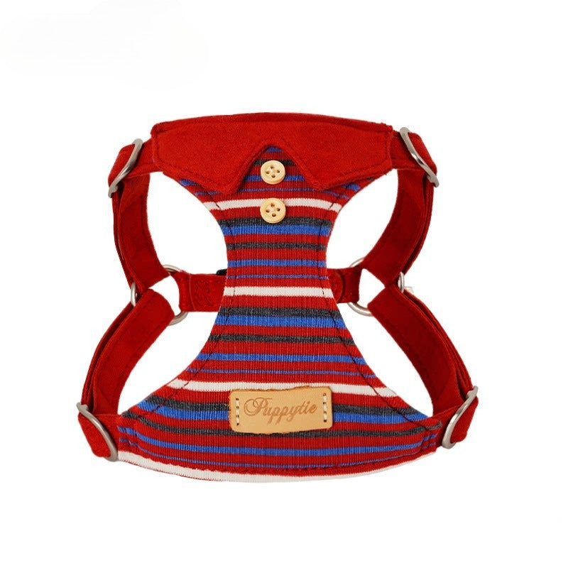 British Striped Harness & Leash Set – Burgundy