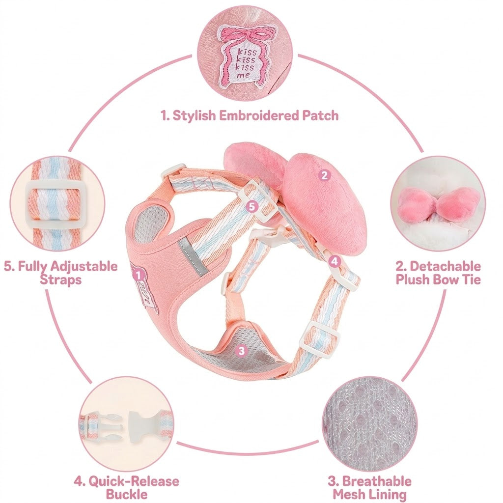 Plush Bow Harness & Leash Set